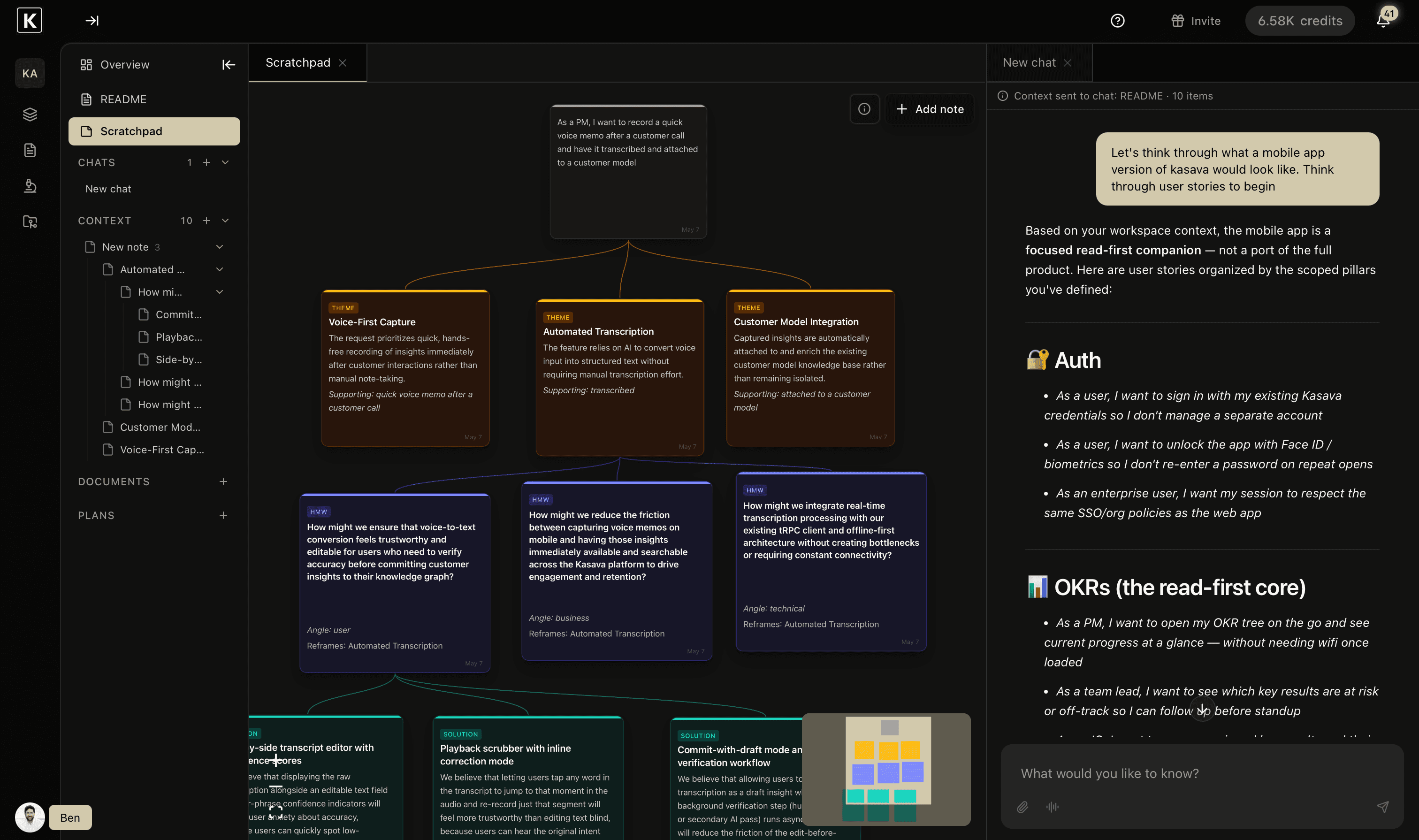 Kasava commit and code analysis view